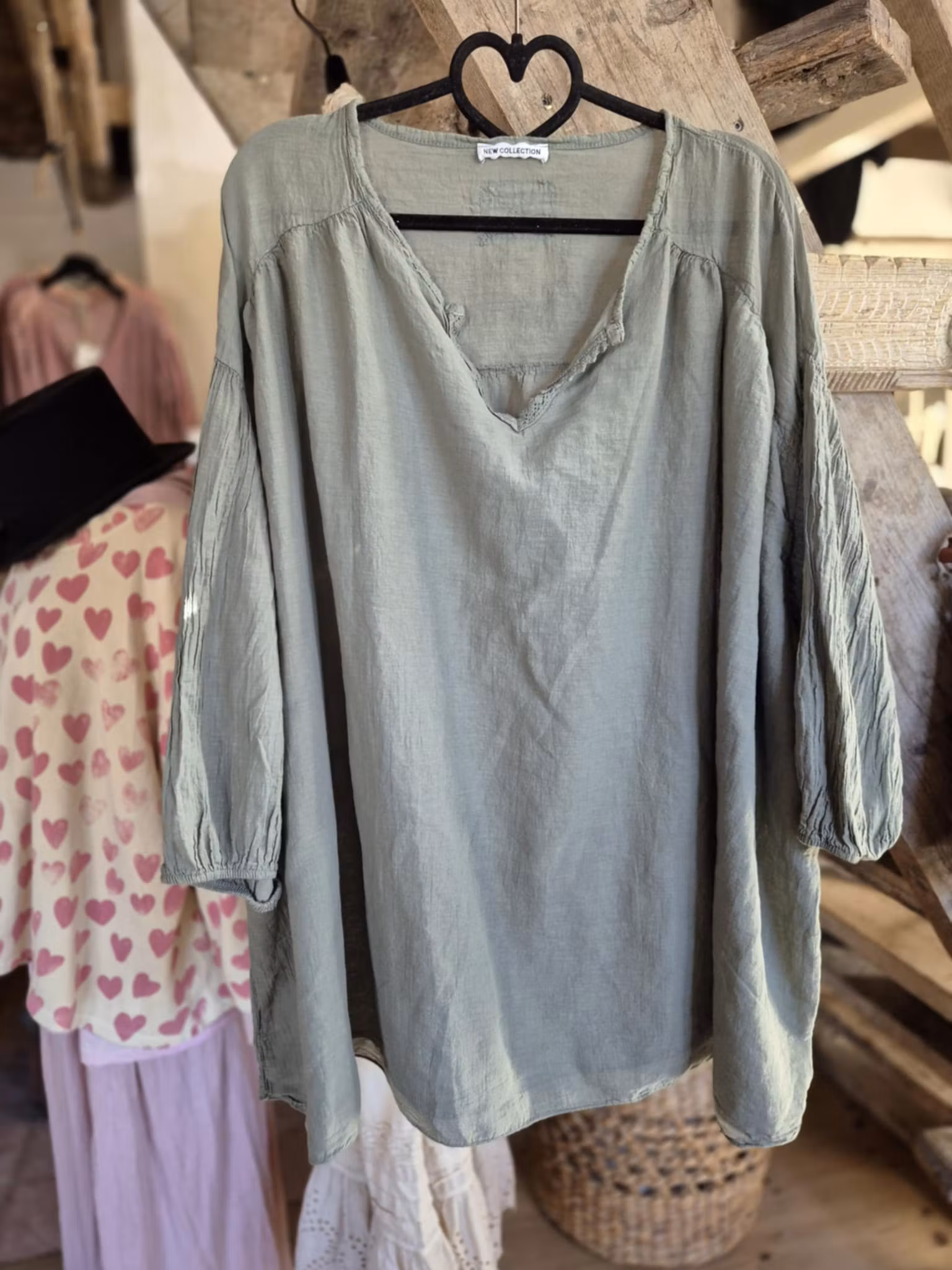 Bomulls blus grå