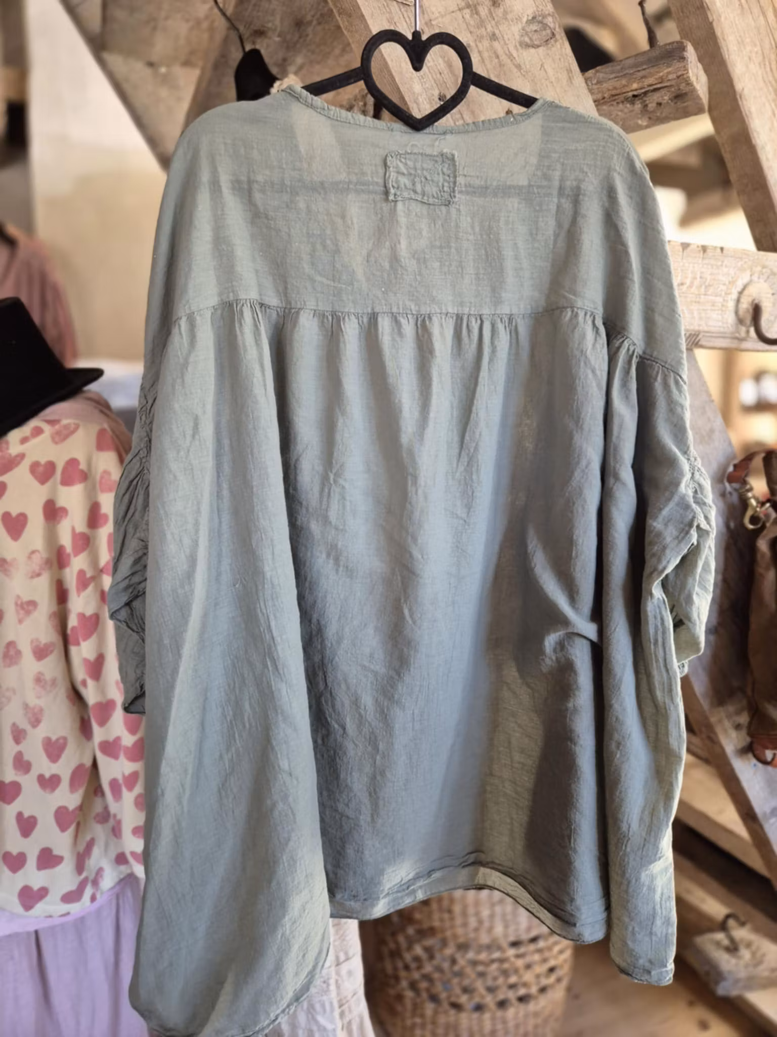 Bomulls blus grå