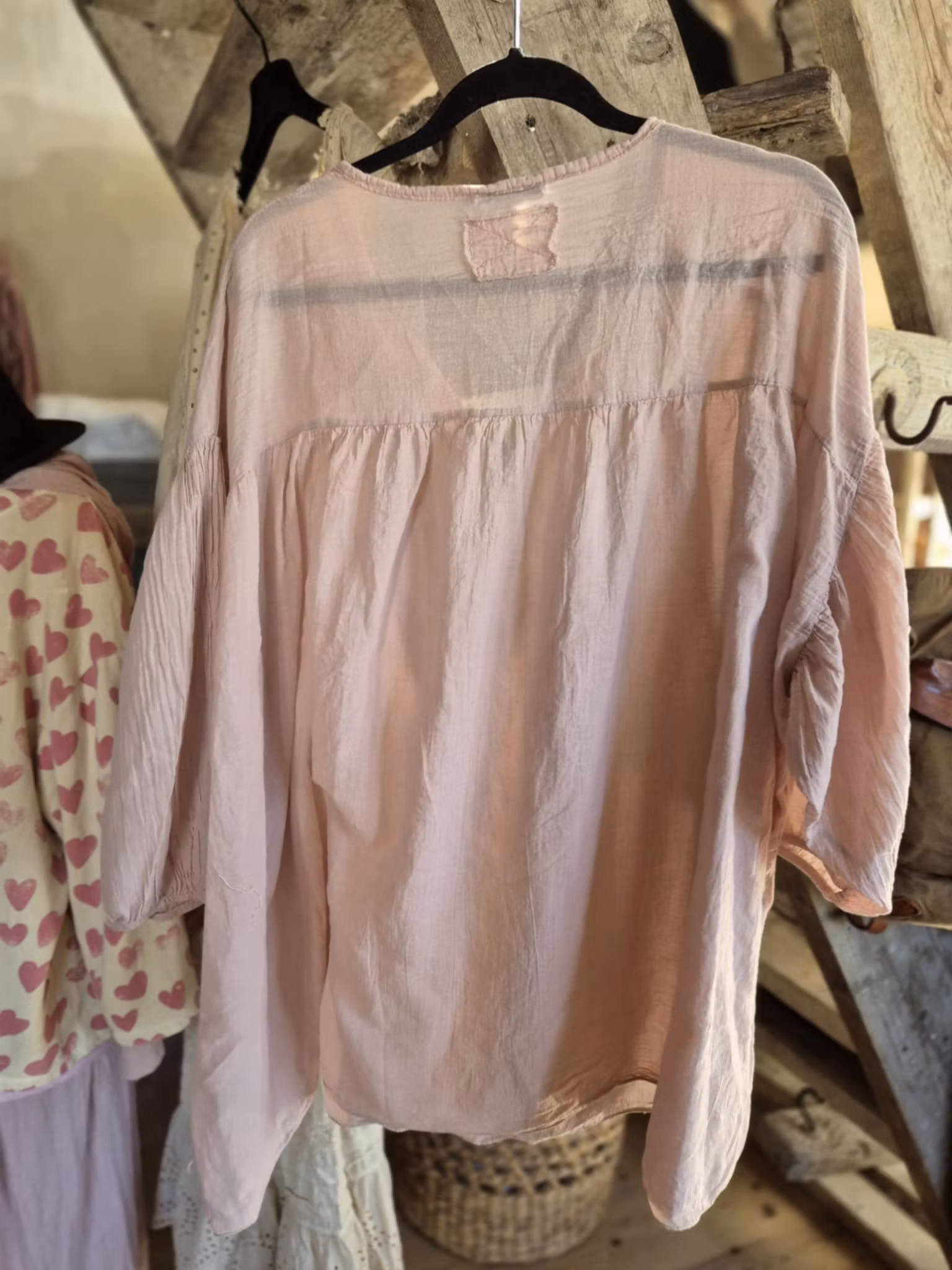 Bomulls blus gammel rosa