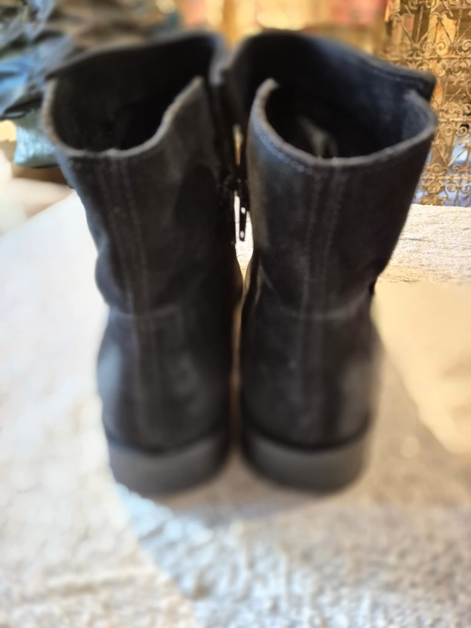 Svarta mocka/skinn boots svarta