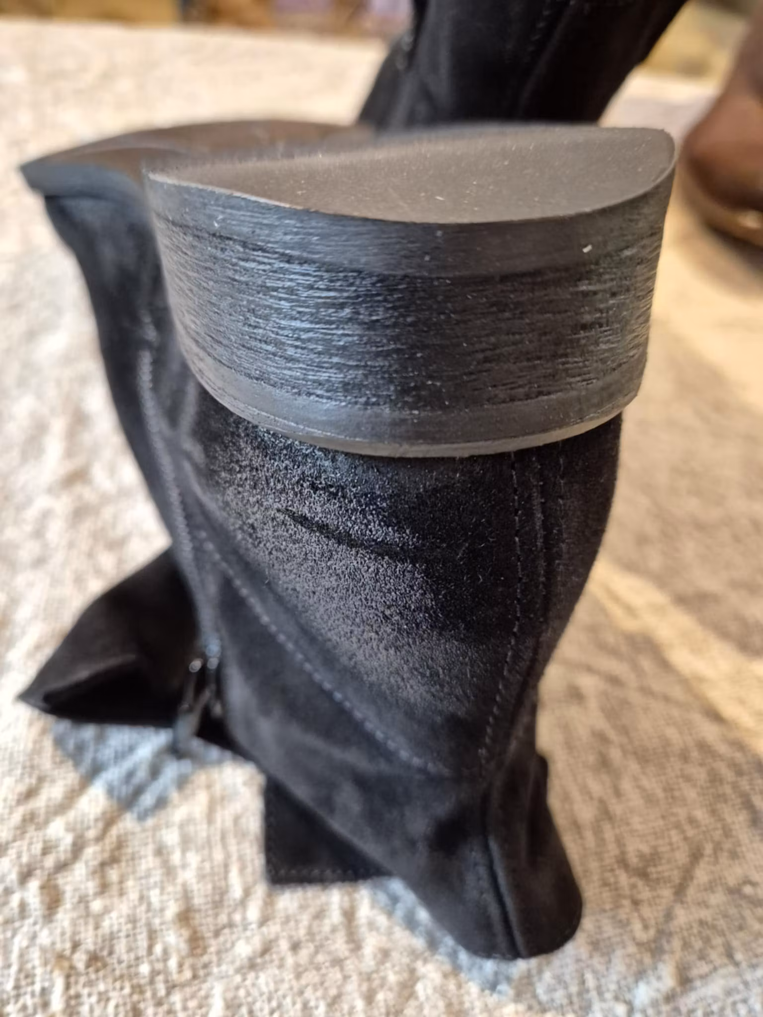 Svarta mocka/skinn boots svarta