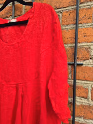 Linne tunika/klänning klar röd