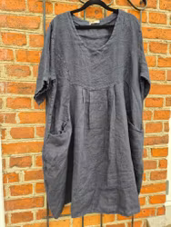 Linne tunika/klänning mörk grå
