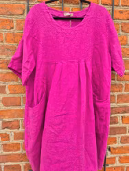 Linne tunika/klänning fuxia