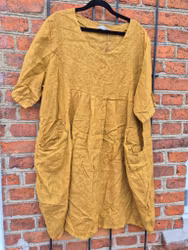 Linne tunika/klänning senap