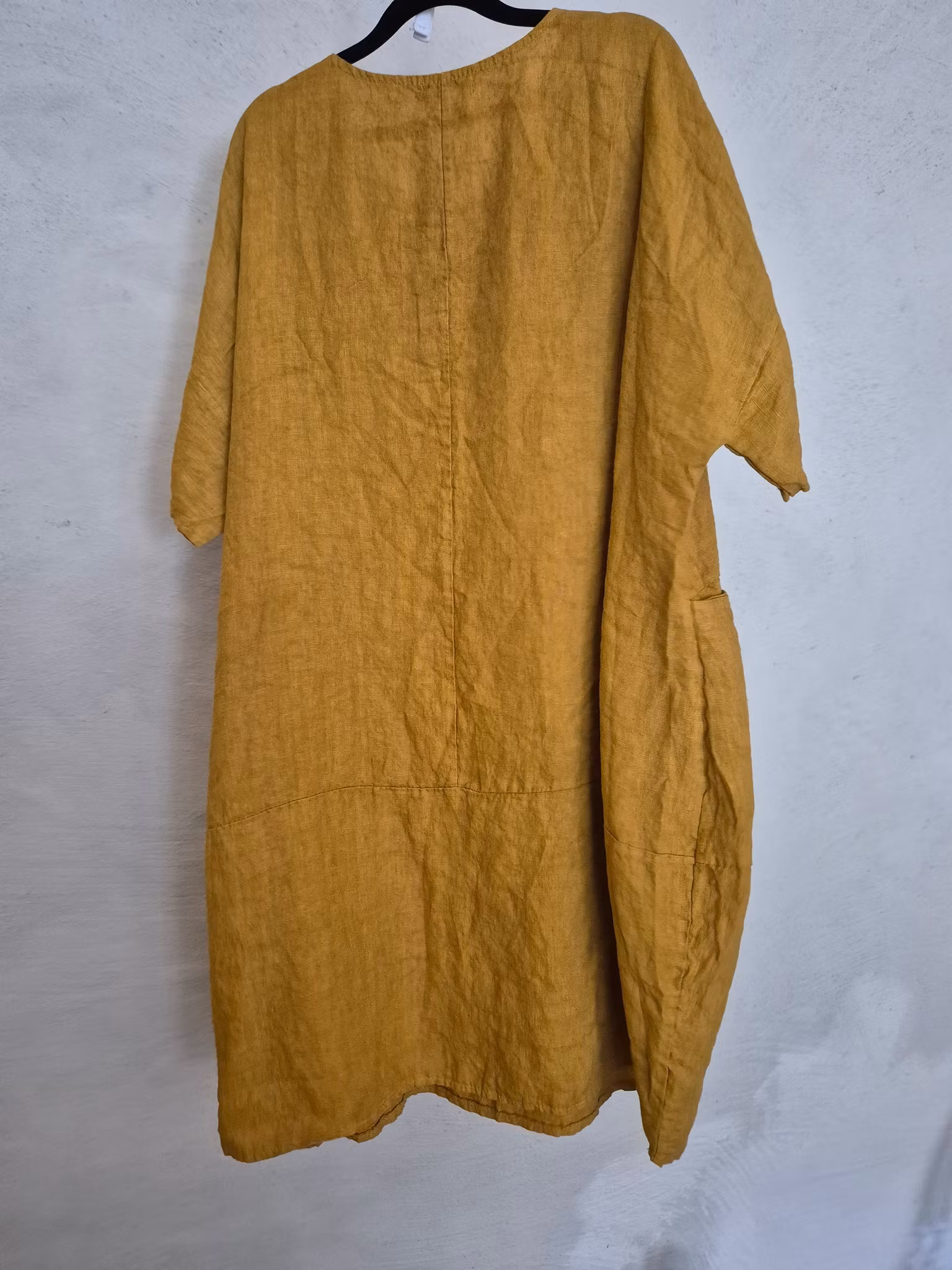 Linne klänning senap