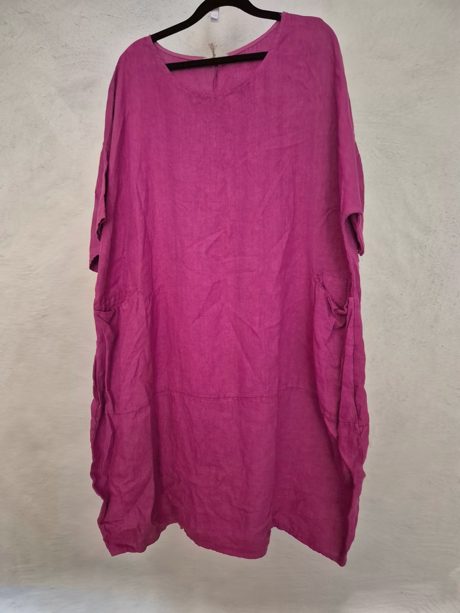 Linne klänning plommon lila rosa