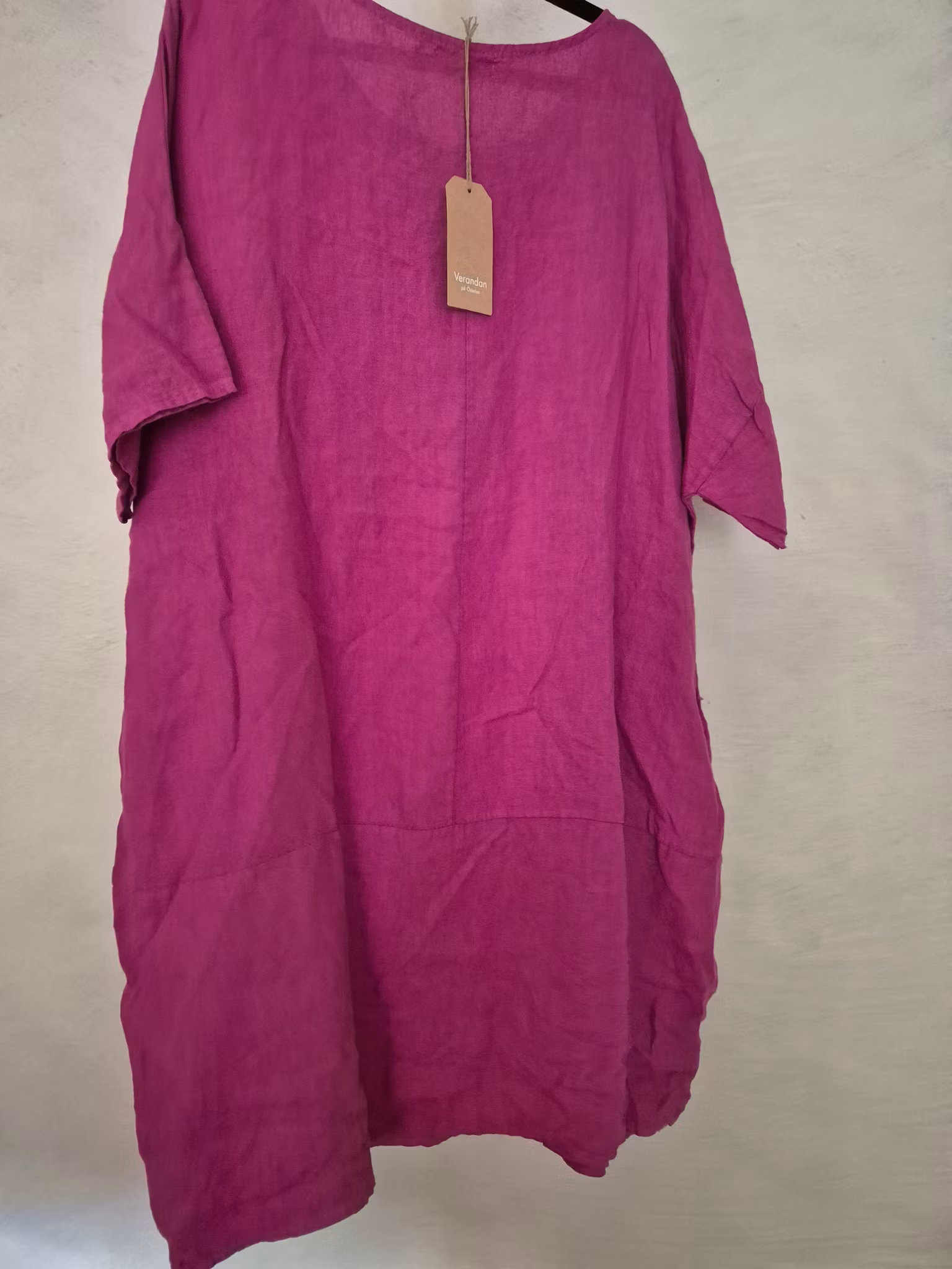 Linne klänning plommon lila rosa