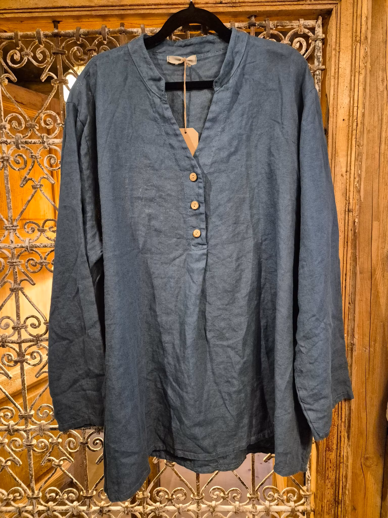 Linne skjorta Petrol