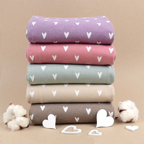 Hearts light taupe ribbjersey