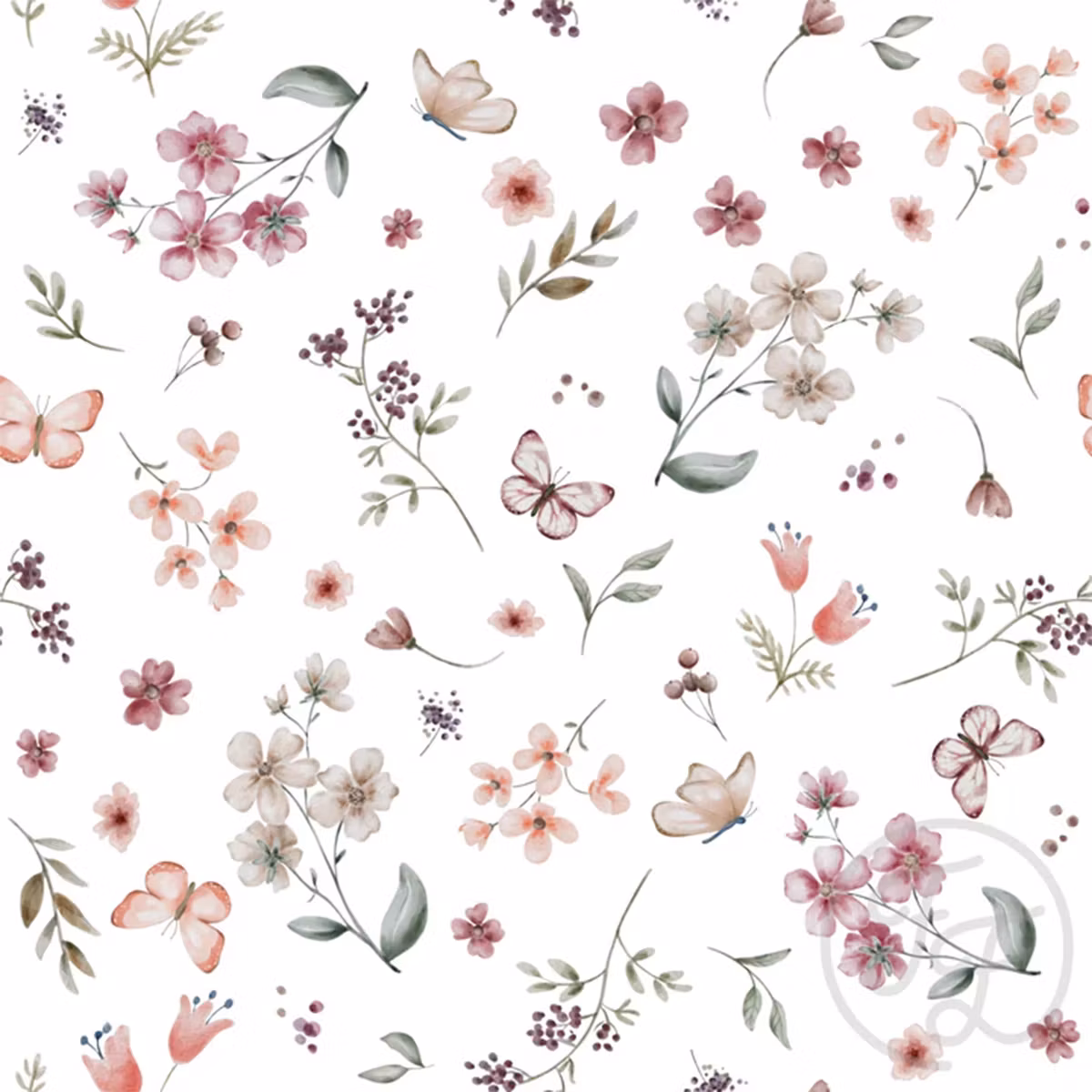 Floral Tiril white french terry
