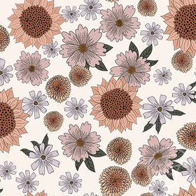 Sunflowers and dahlias ribbjersey