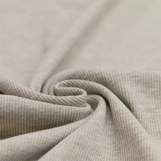 Beige melange ribbjersey