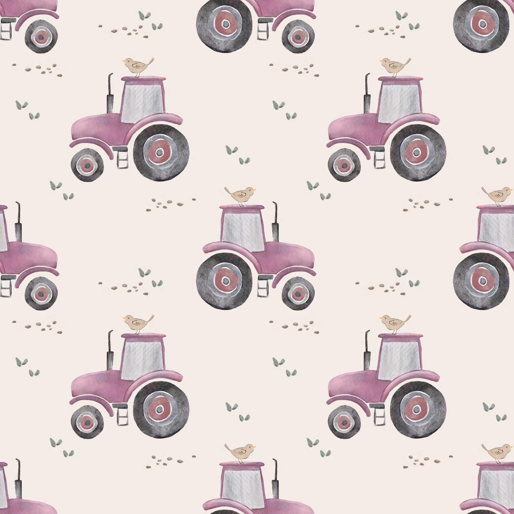 Traktor rosa/lys beige jersey