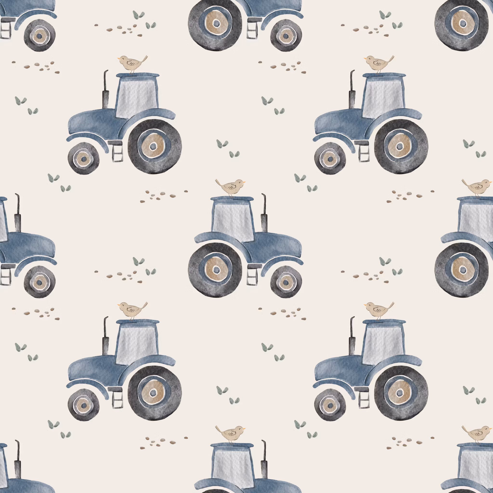 Traktor blå/lys beige jersey