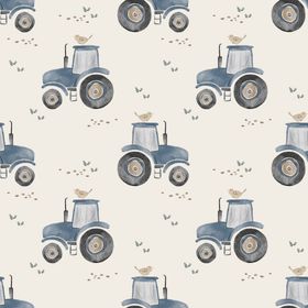 Traktor blå/lys beige jersey