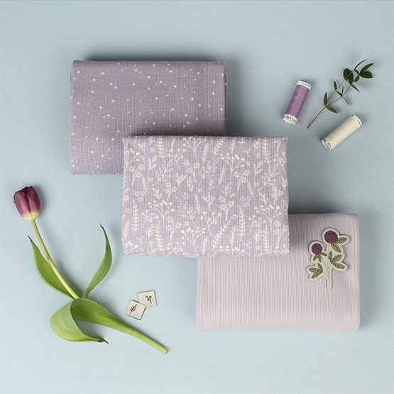 Flower Twig Lilac ribbjersey