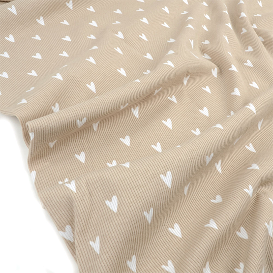 Hearts light taupe ribbjersey