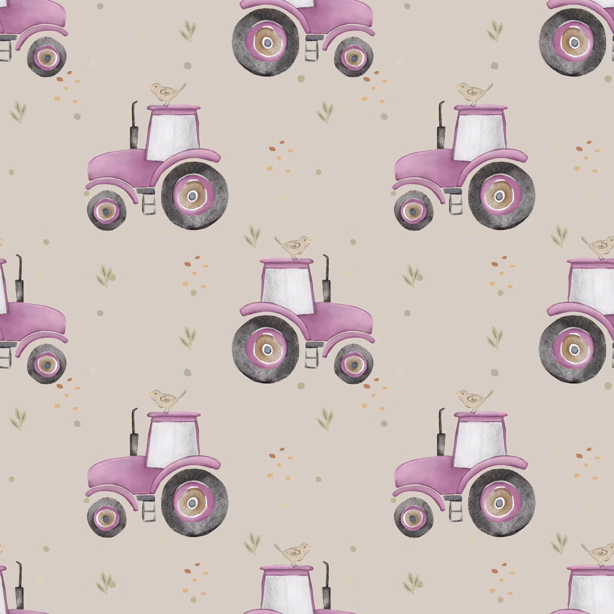Traktor rosa/beige French terry