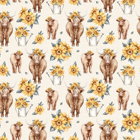 Høylandsfe i blomstereng jersey