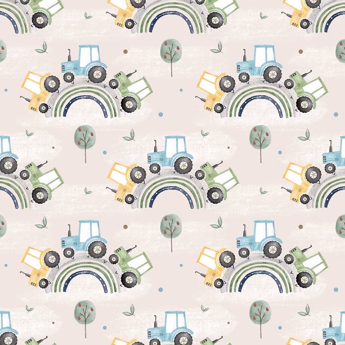 Traktor på regnbue beige jersey