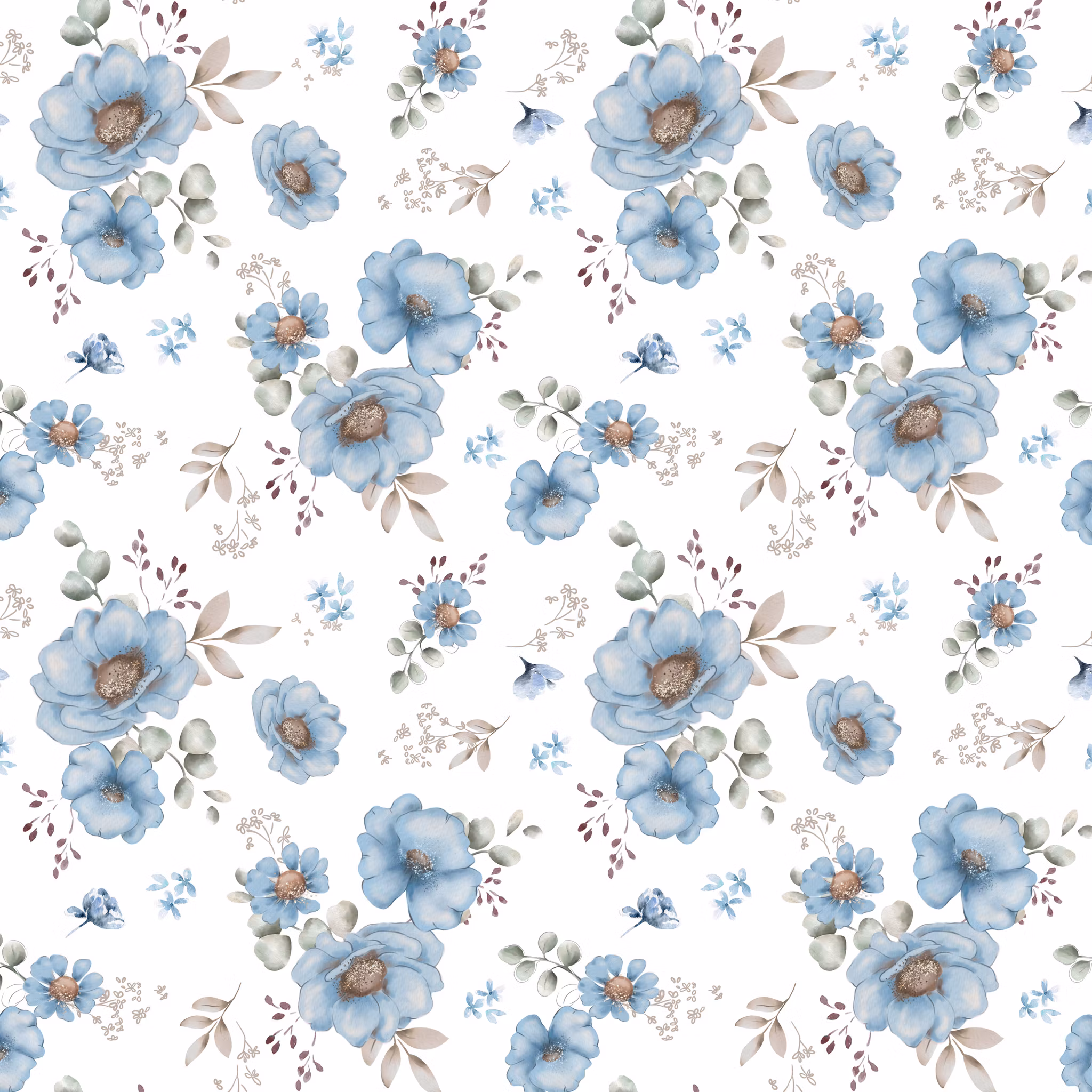 Floral Ida blå musselin