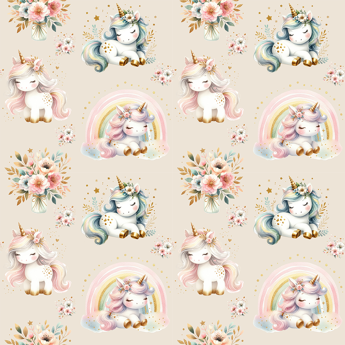 Pastel enhjørning beige jersey