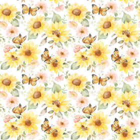 Floral Sunny uregelmessig ribbjersey