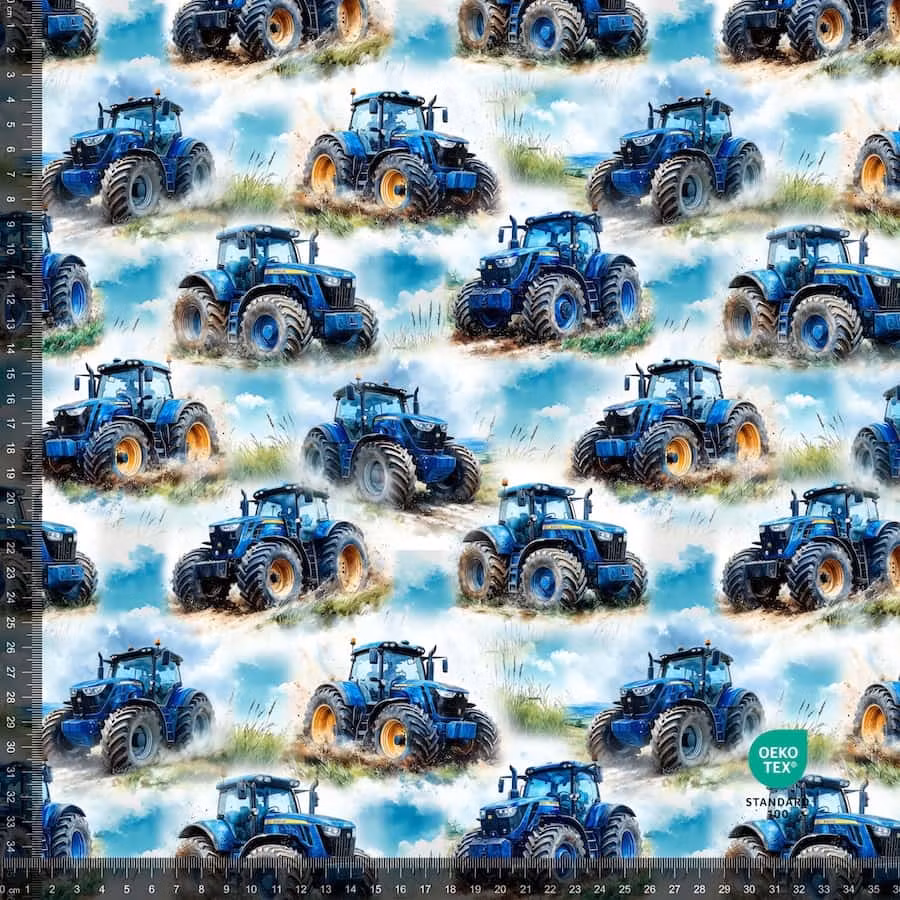 Traktor i vannfarge blå jersey