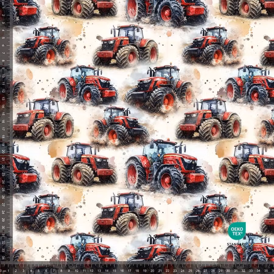 Traktor i vannfarge rød jersey