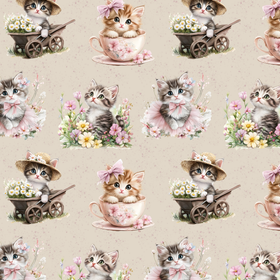 Cute kittens beige ribbjersey