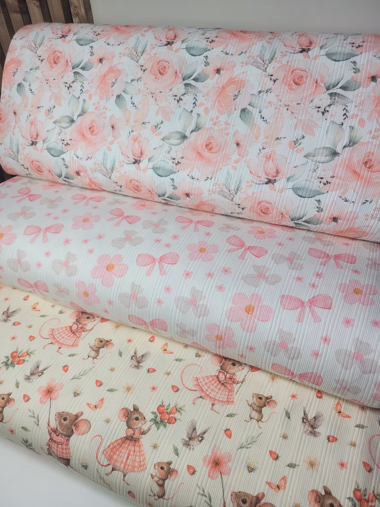 Floral Pretty uregelmessig ribbjersey