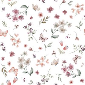 Floral Tiril white uregelmessig ribbjersey