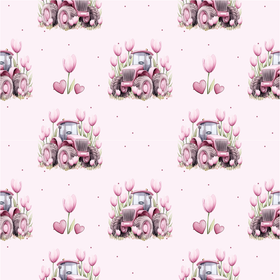 Traktor i blomstereng rosa jersey