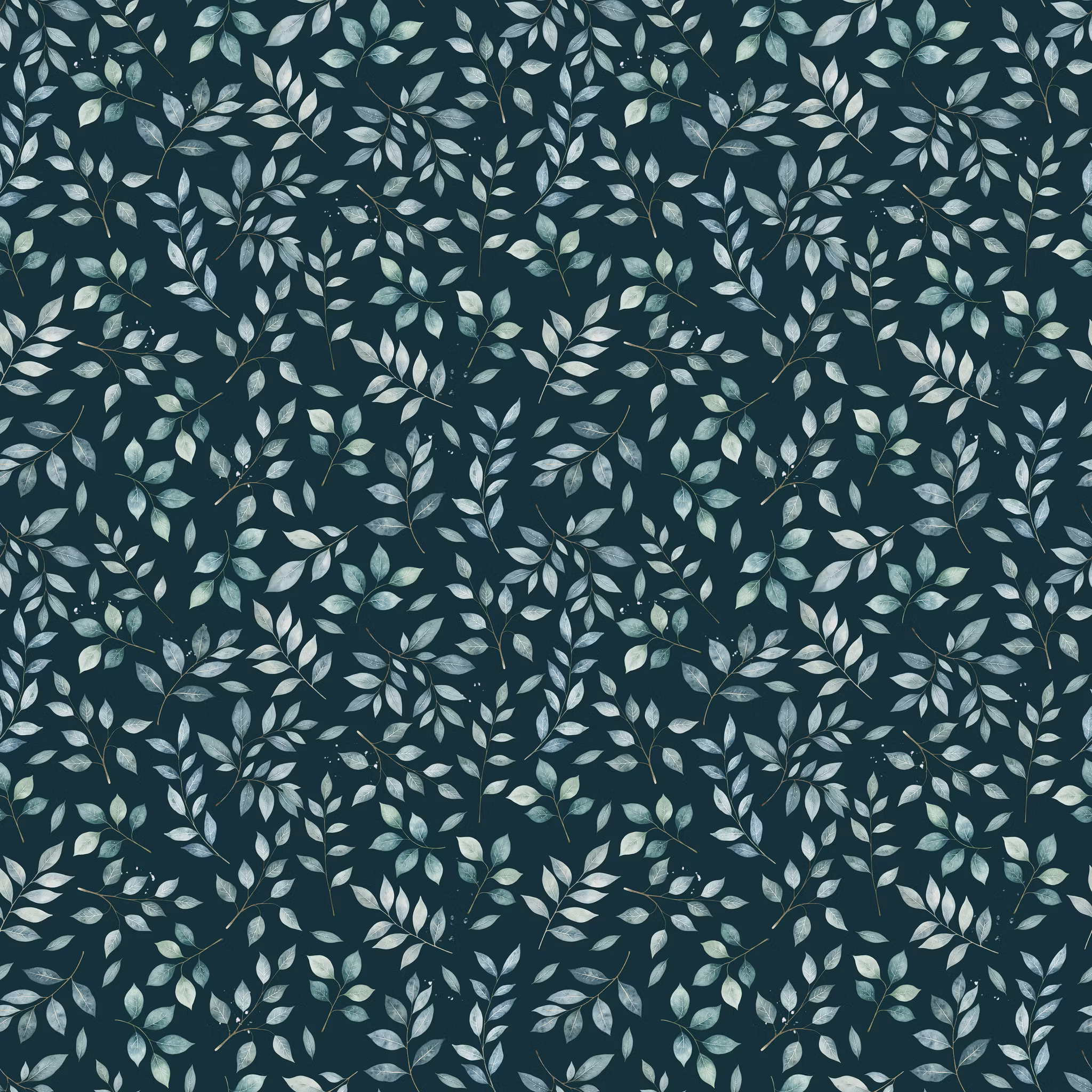 Green leaves Bomulls Poplin