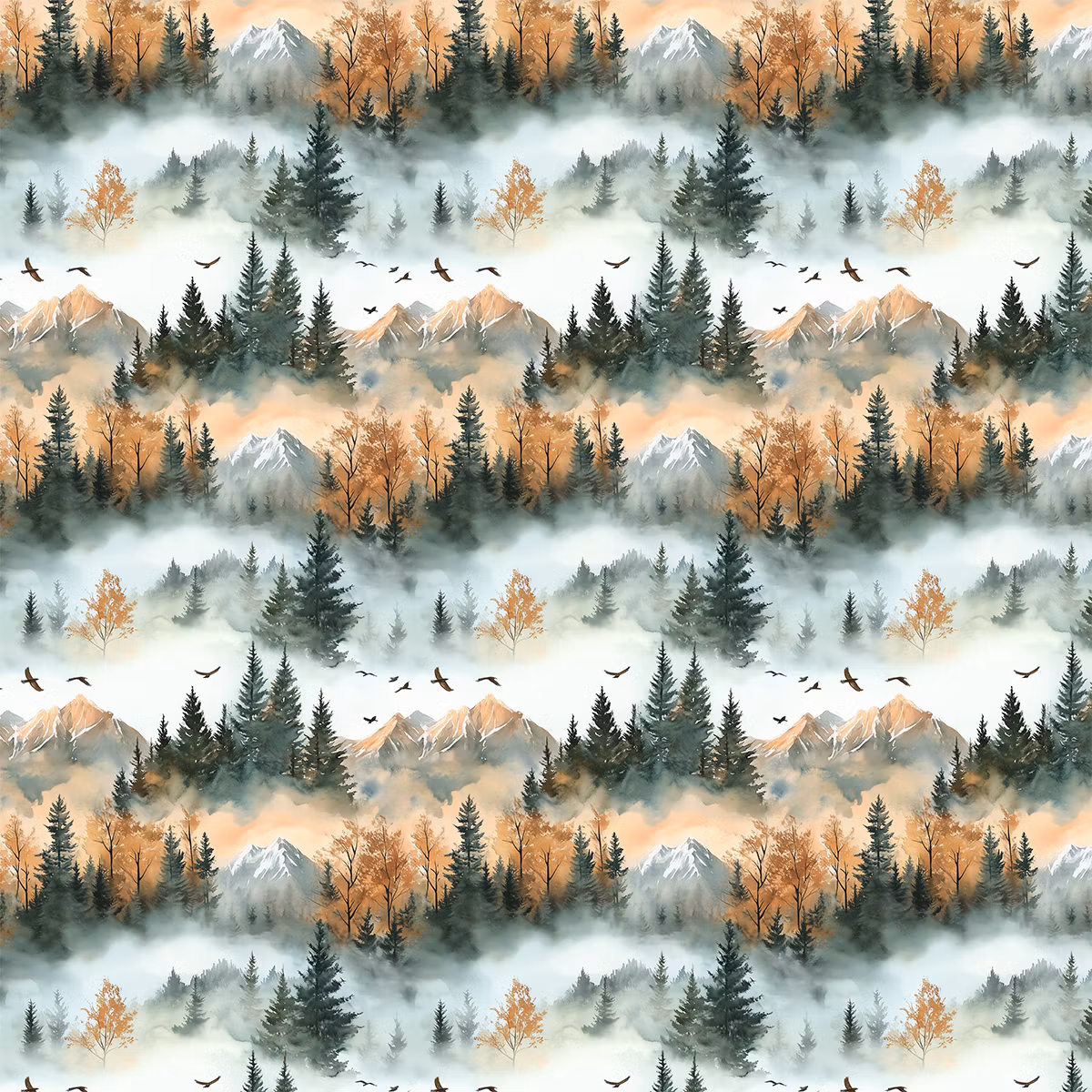 Mountains Bomulls Poplin