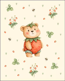 Panel Jordbær bjørn French terry