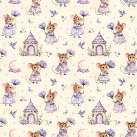 Mus med blomster lilla jersey