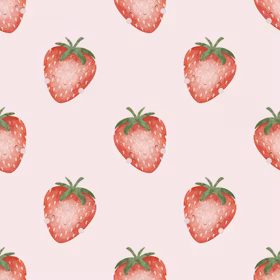 Strawberries pink French terry