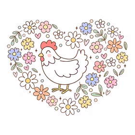 Høne i blomsterhjerte