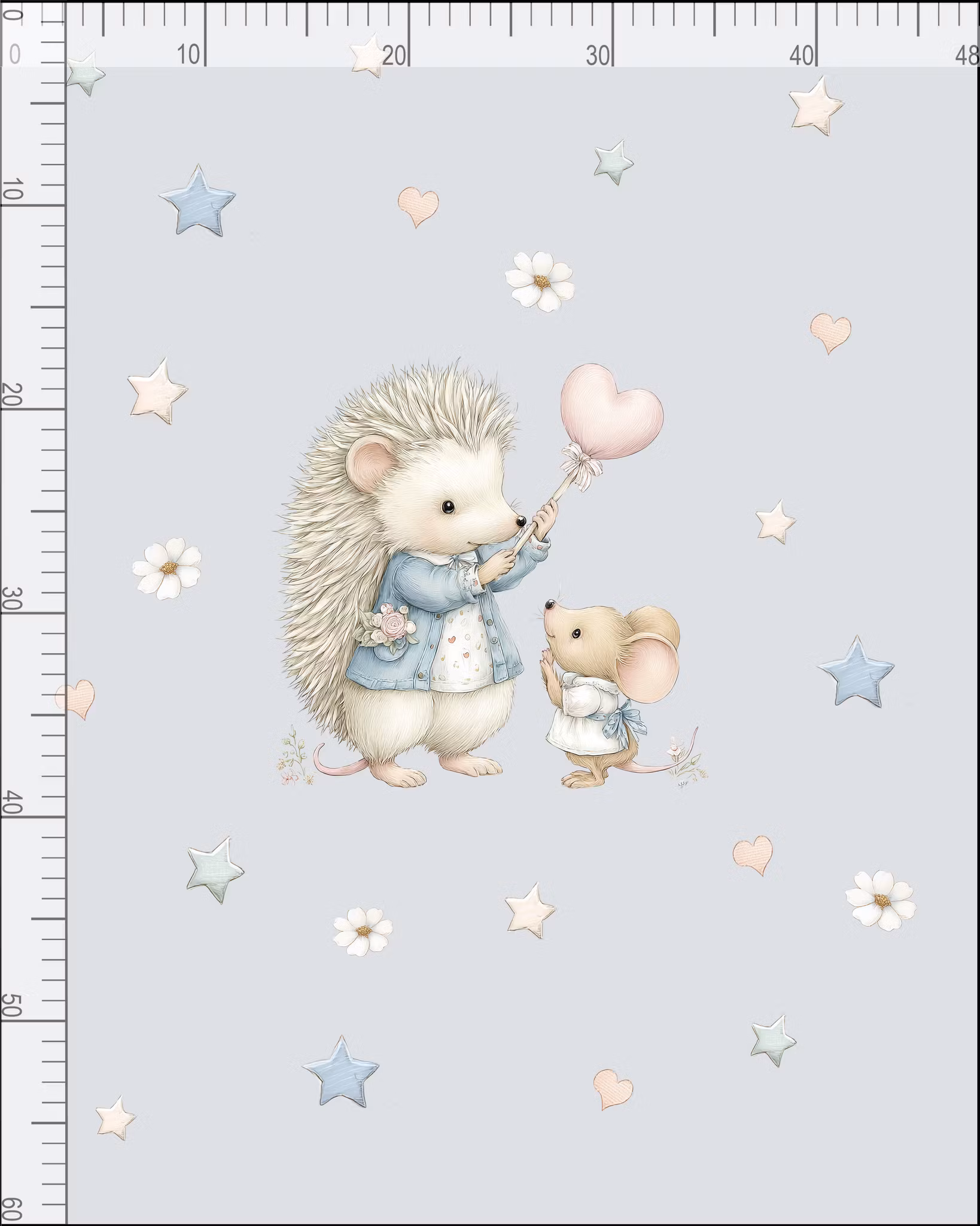 Dyr pastell blå panel French terry