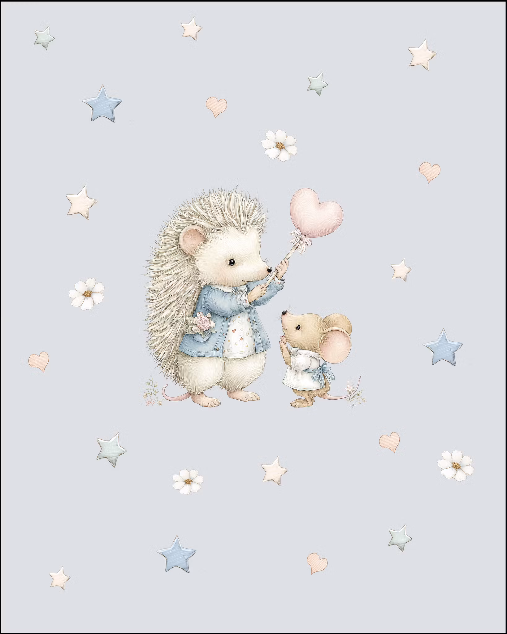 Dyr pastell blå panel French terry