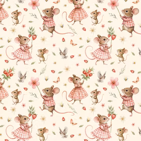 Mus med jordbær French terry