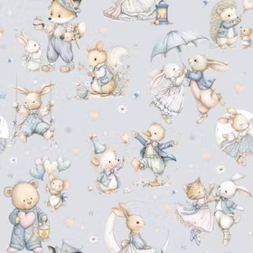 Dyr i godt selskap blå French terry