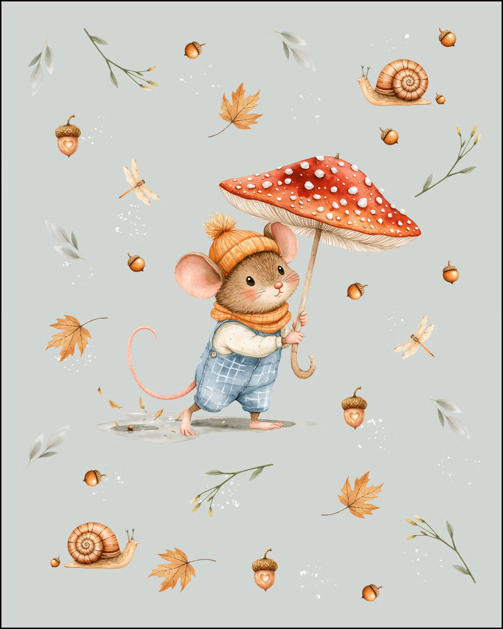 Mus med sopp panel French terry