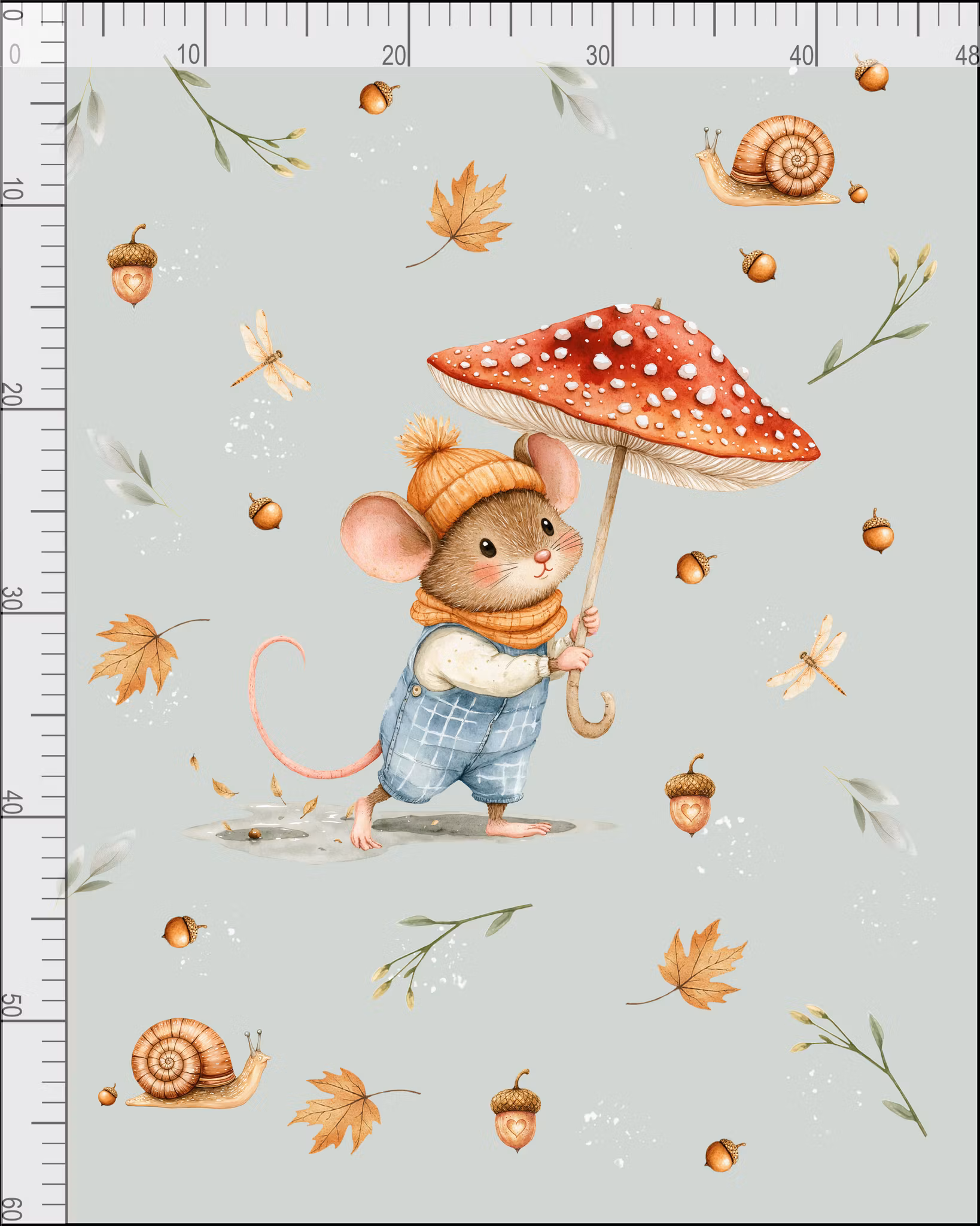 Mus med sopp panel French terry