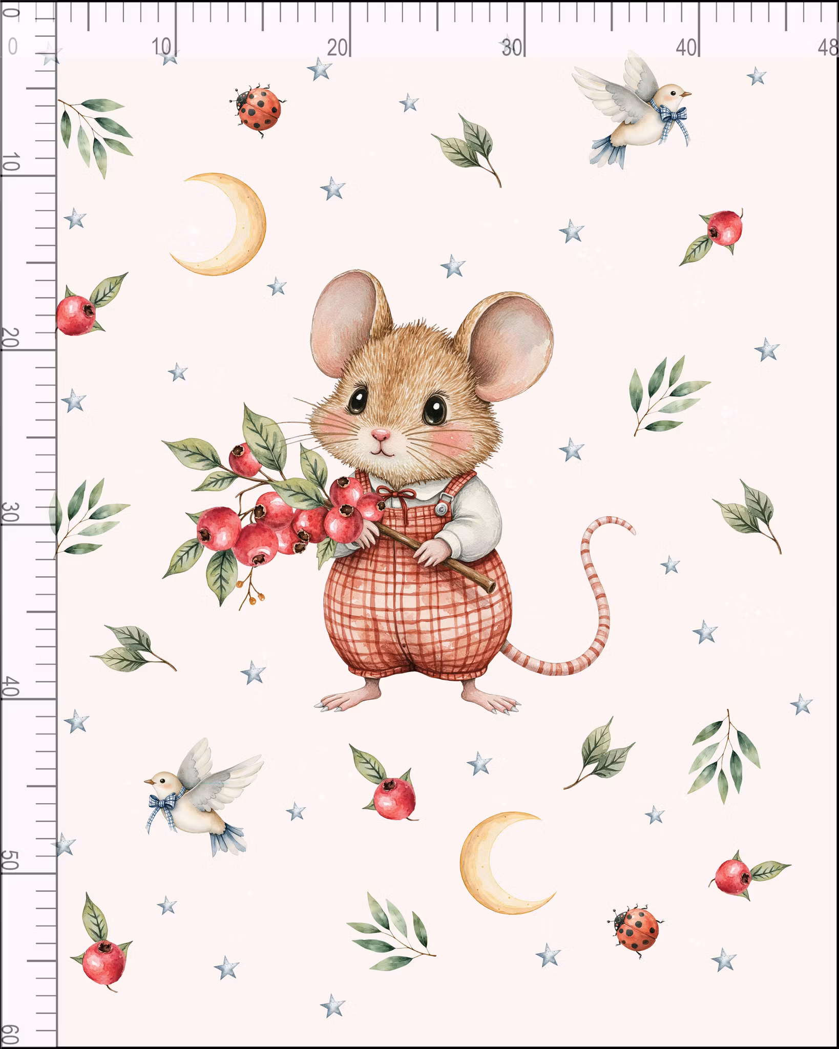 Mus med tyttebær panel French terry