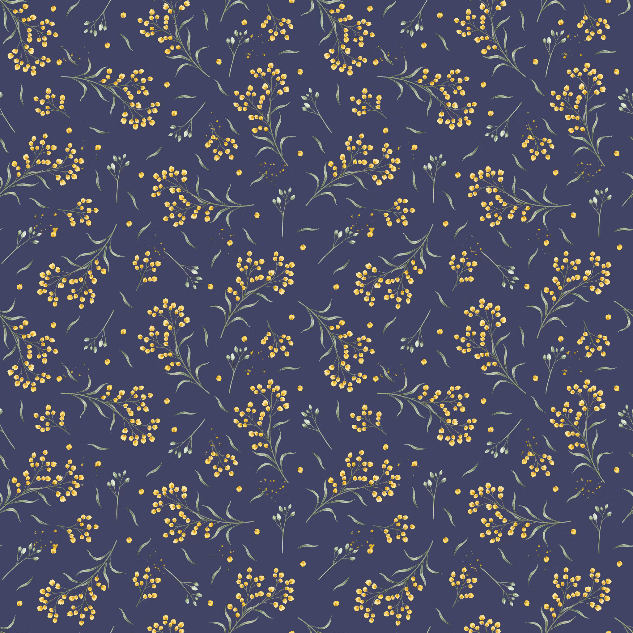 Floral Okra Bomulls Poplin