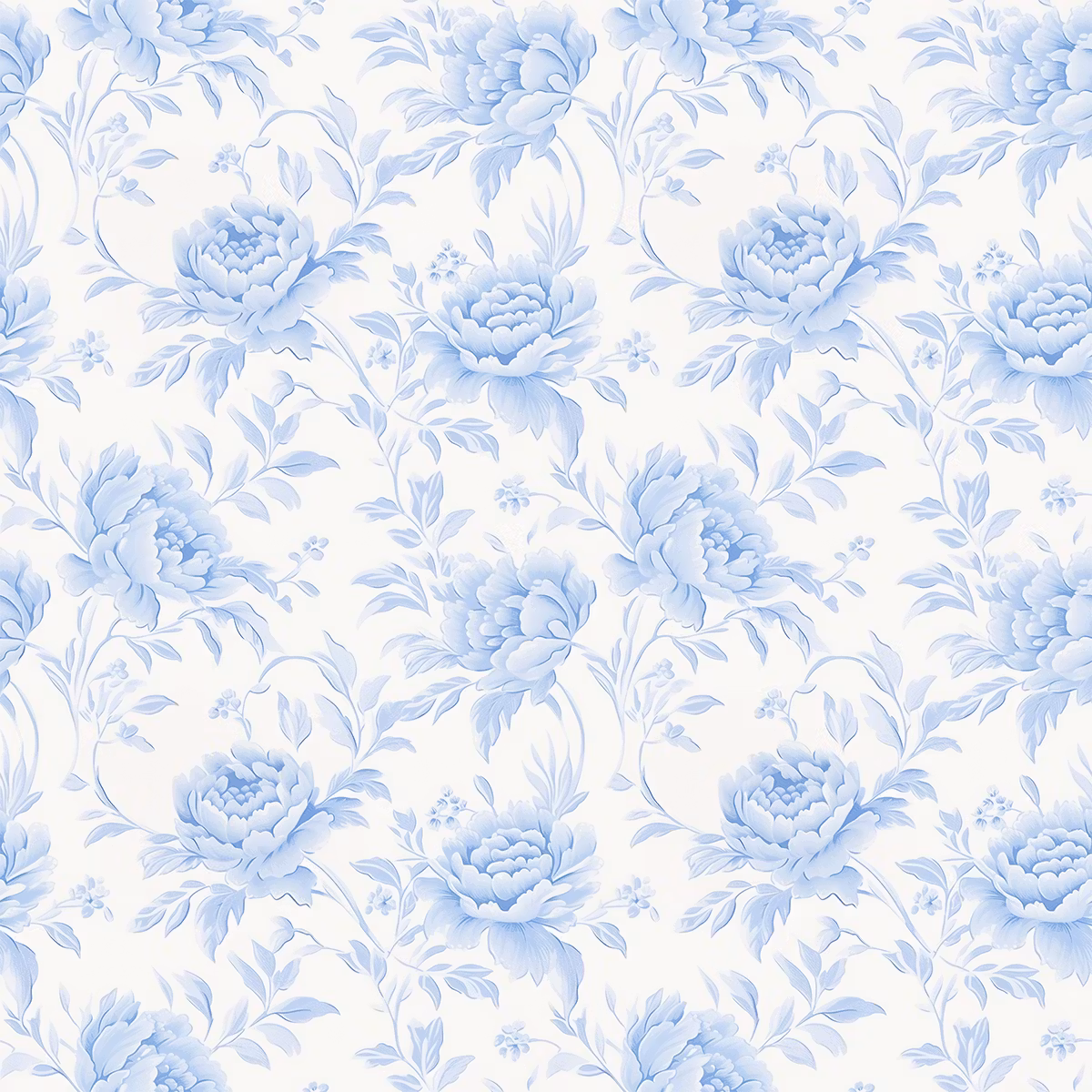 Floral Blue Bomulls Poplin
