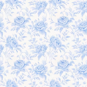 Floral Blue Bomulls Poplin